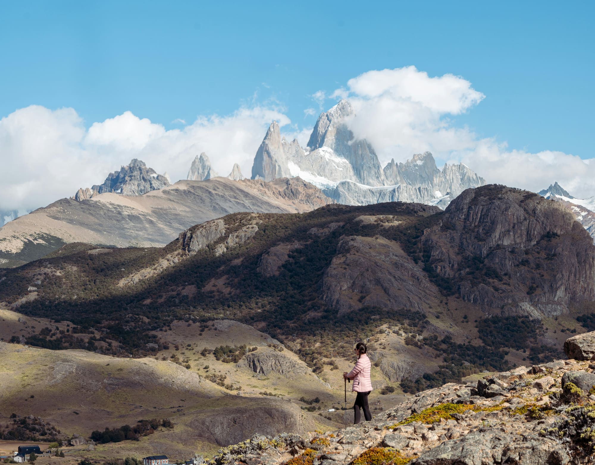 Mountain range with clouds and blue sky